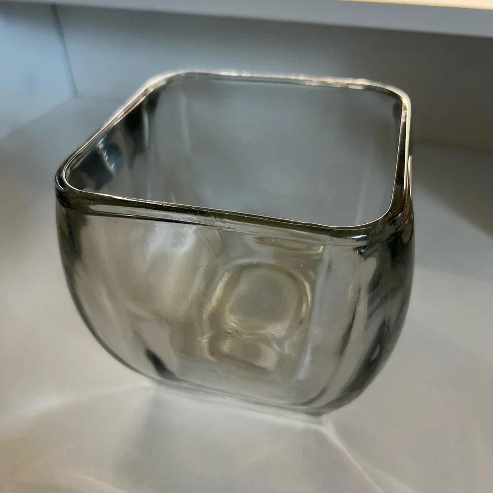 New Libbey Clear Glass Tapered Curved Votive Square Vase Decoration
